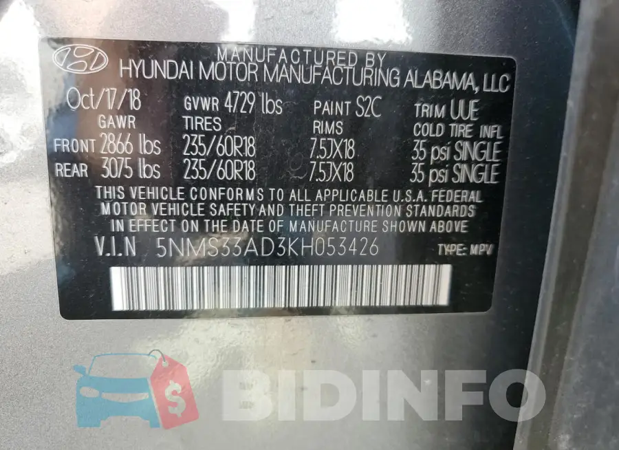 5NMS33AD3KH053426 Photo# 14