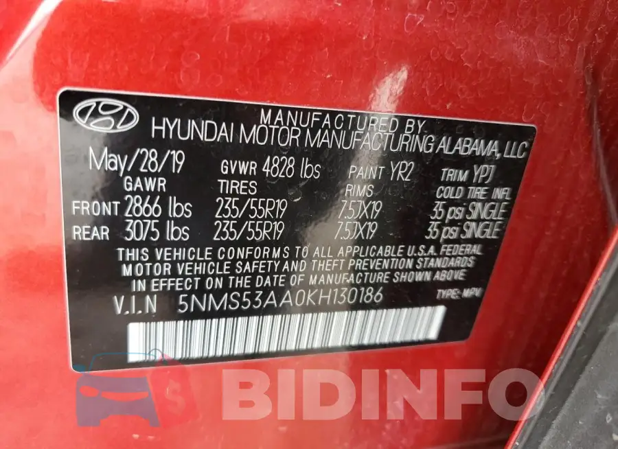 5NMS53AA0KH130186 Photo# 12