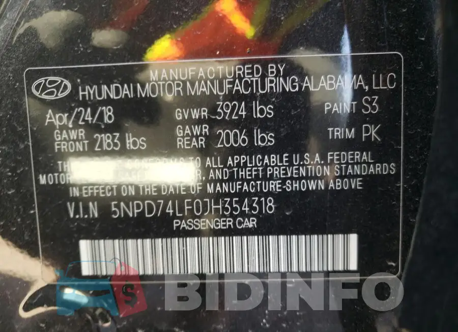 5NPD74LF0JH354318 Photo# 13