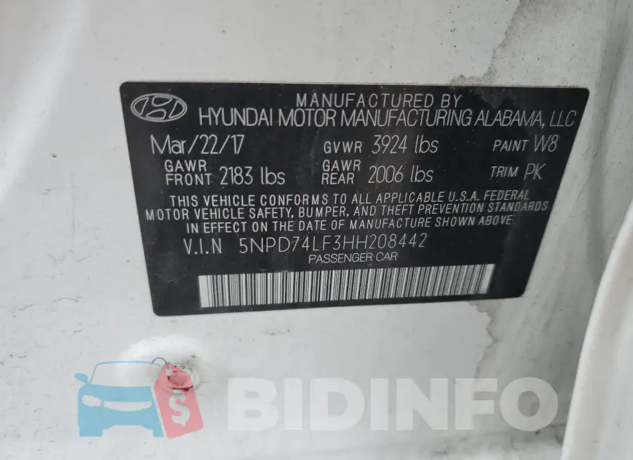 5NPD74LF3HH208442 Photo# 13