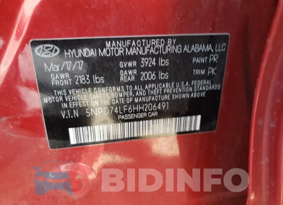 5NPD74LF6HH206491 Photo# 12