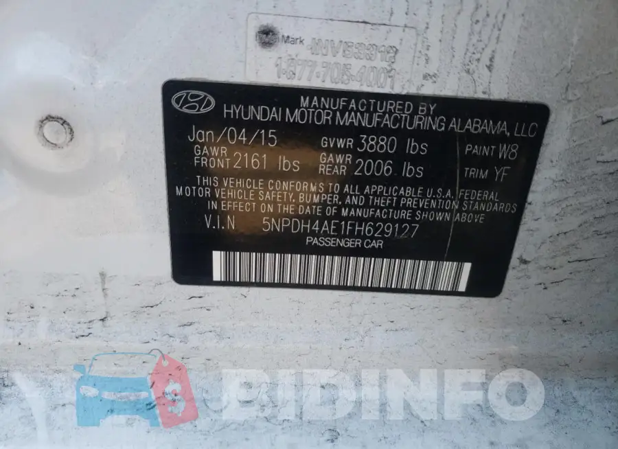 5NPDH4AE1FH629127 Photo# 13