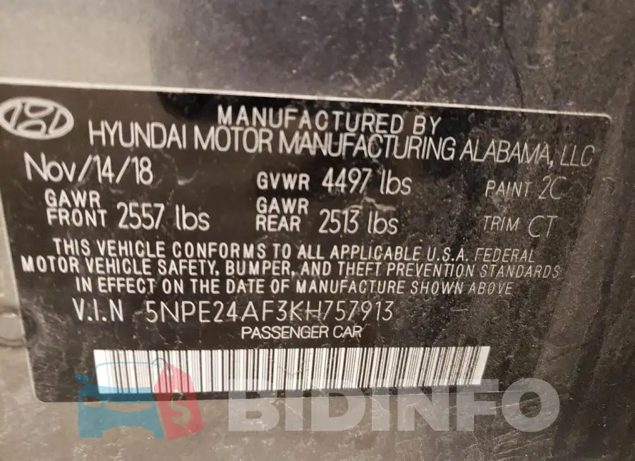 5NPE24AF3KH757913 Photo# 12