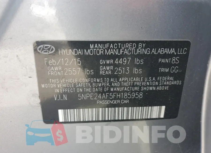 5NPE24AF5FH185958 Photo# 12