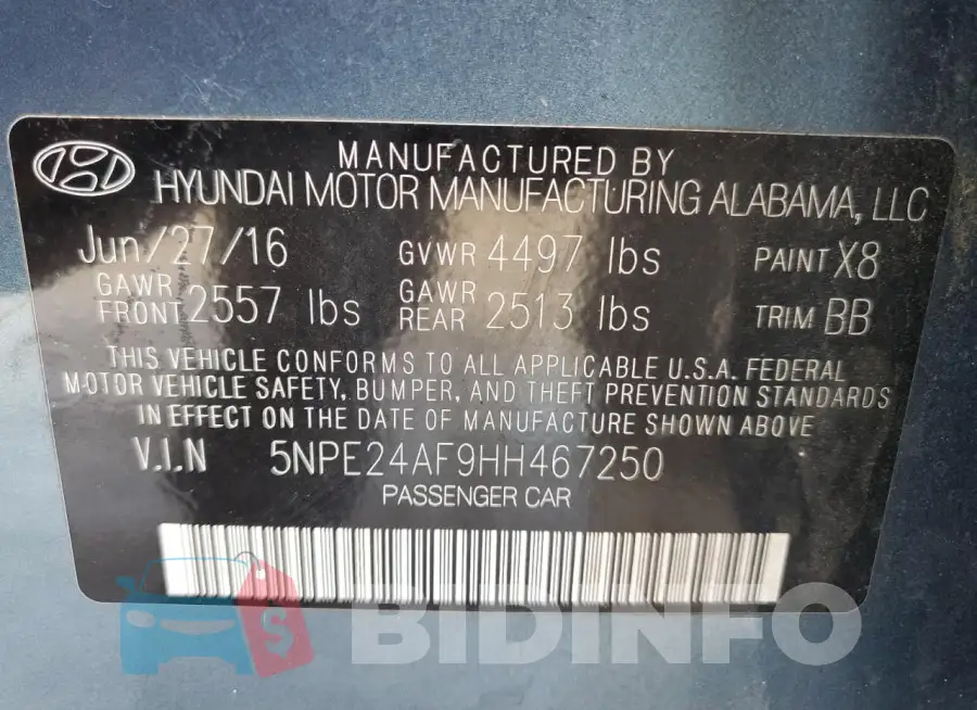5NPE24AF9HH467250 Photo# 13
