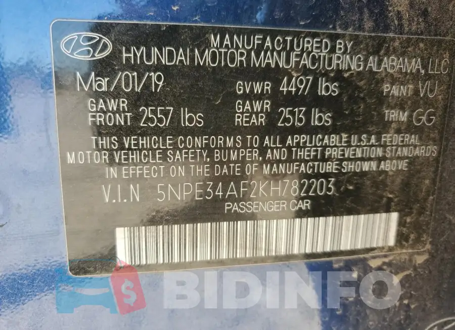 5NPE34AF2KH782203 Photo# 12