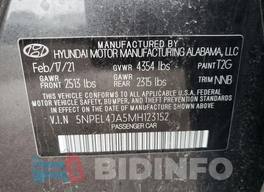 5NPEL4JA5MH123152 Photo# 12