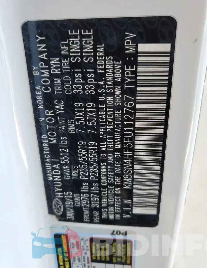 KM8SN4HF5FU112767 Photo# 13