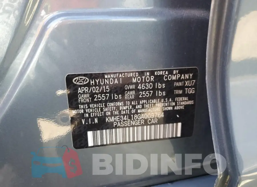 KMHE34L18GA009764 Photo# 12