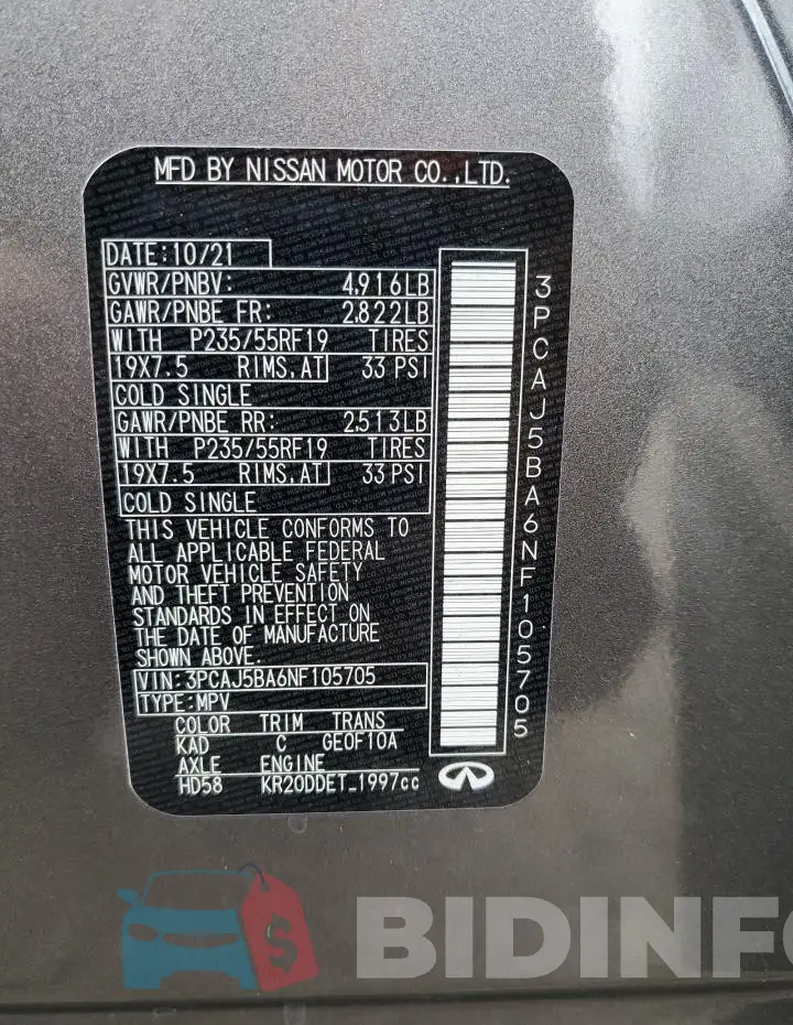 3PCAJ5BA6NF105705 Photo# 14