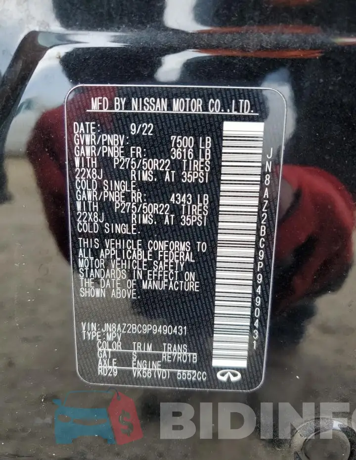 JN8AZ2BC9P9490431 Photo# 12