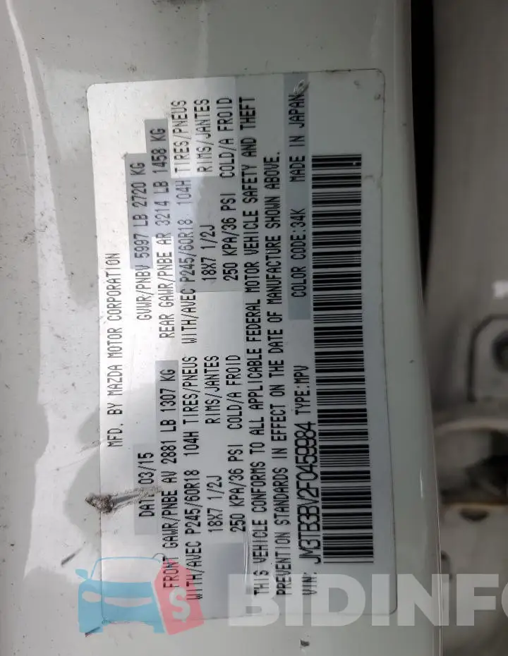 JM3TB3BV2F0459984 Photo# 13