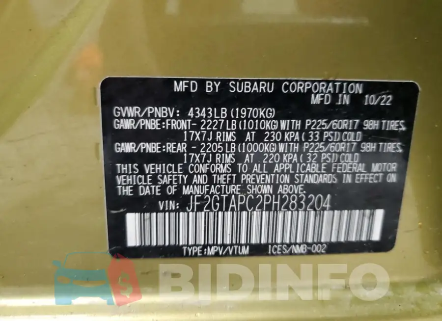 JF2GTAPC2PH283204 Photo# 12