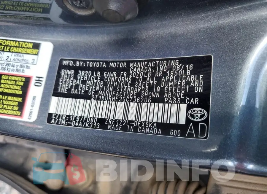 2T1BURHE3GC736206 Photo# 12