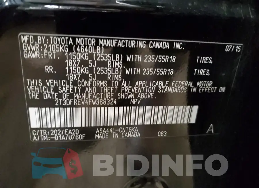 2T3DFREV4FW368324 Photo# 13