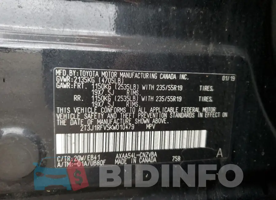 2T3J1RFV5KW010479 Photo# 13