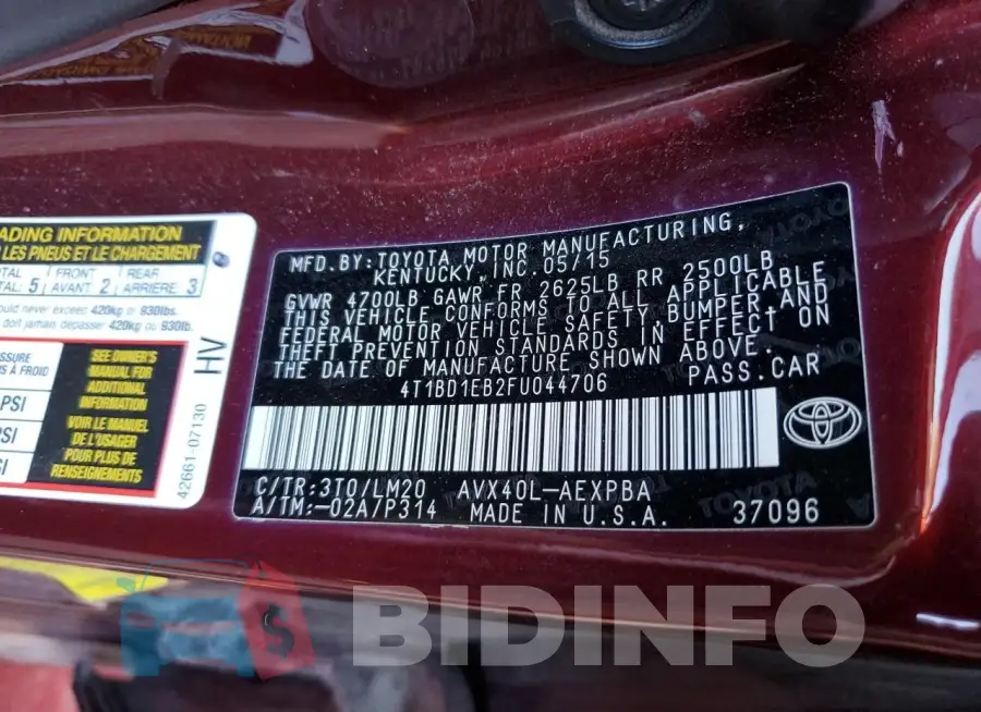 4T1BD1EB2FU044706 Photo# 12