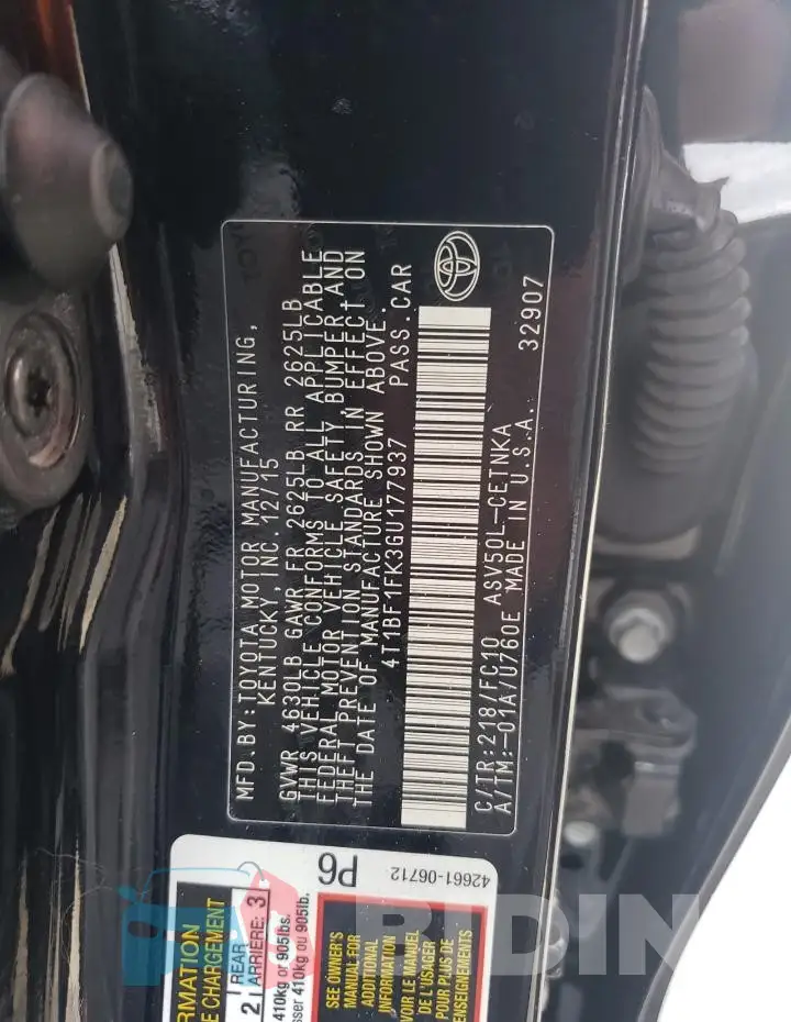 4T1BF1FK3GU177937 Photo# 13