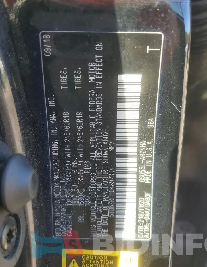 5TDBZRFH0KS923045 Photo# 14