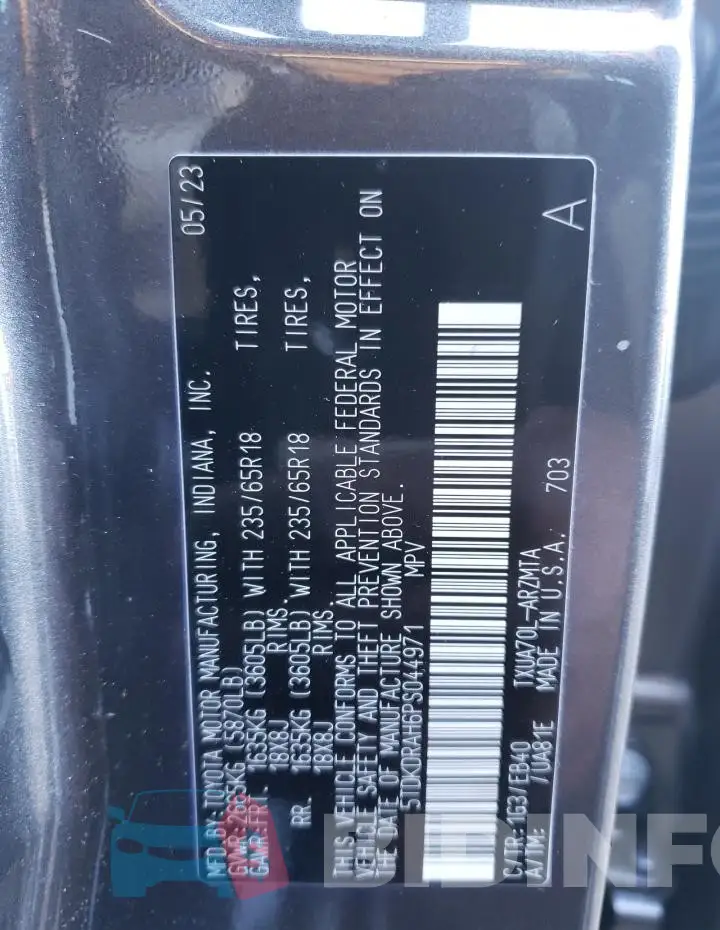 5TDKDRAH6PS044971 Photo# 13