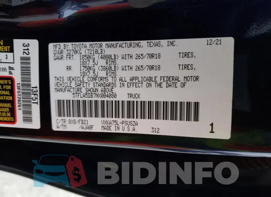 5TFLA5DB7NX004080 Photo# 12