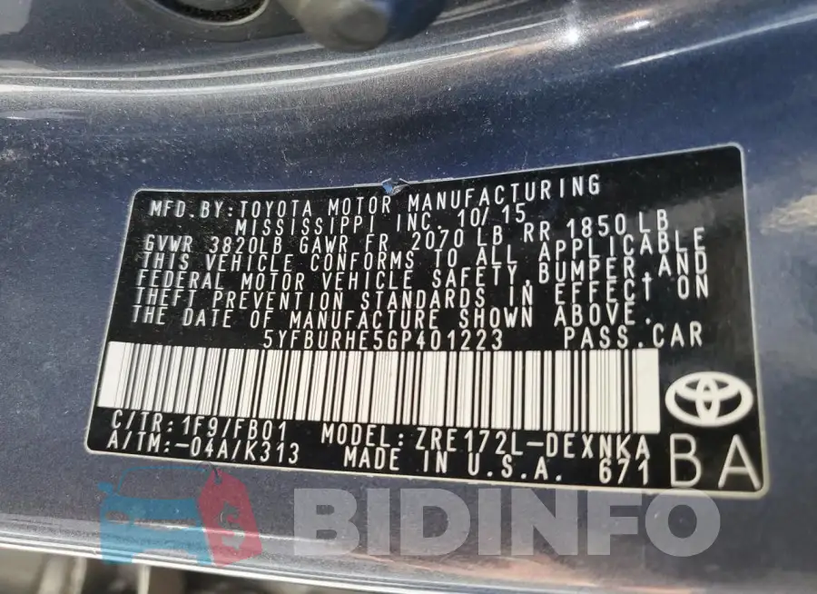 5YFBURHE5GP401223 Photo# 12