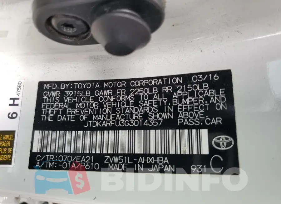 JTDKARFU3G3014357 Photo# 13