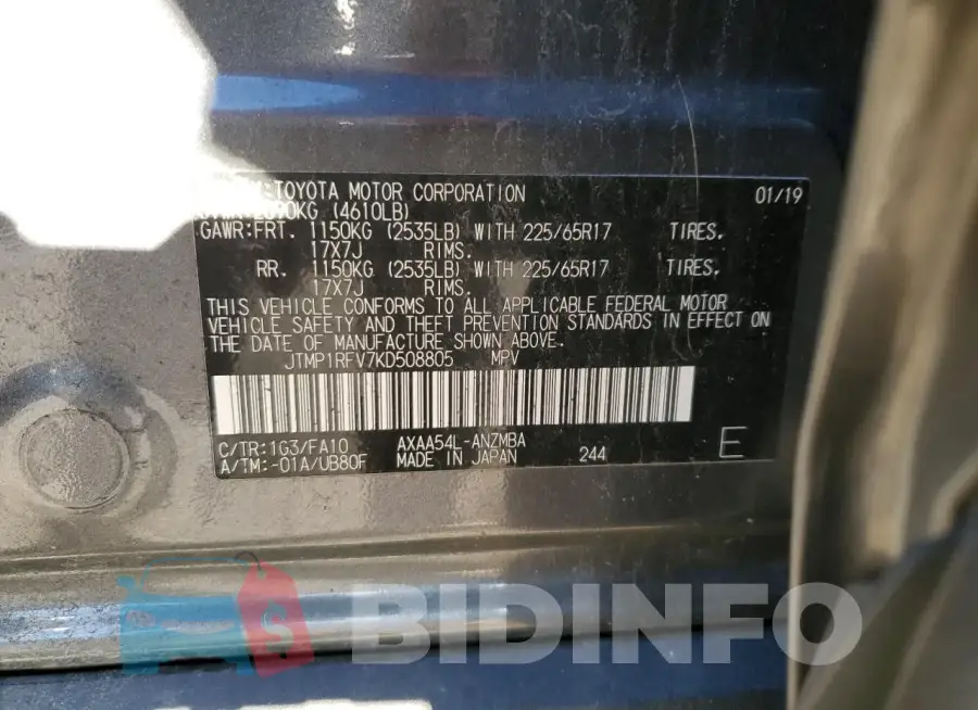 JTMP1RFV7KD508805 Photo# 14