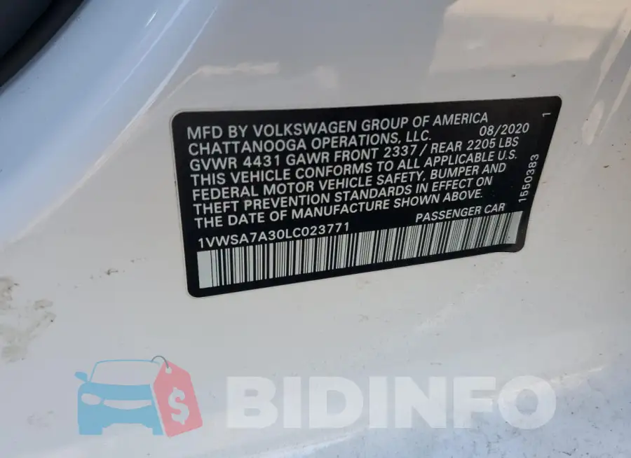 1VWSA7A30LC023771 Photo# 12