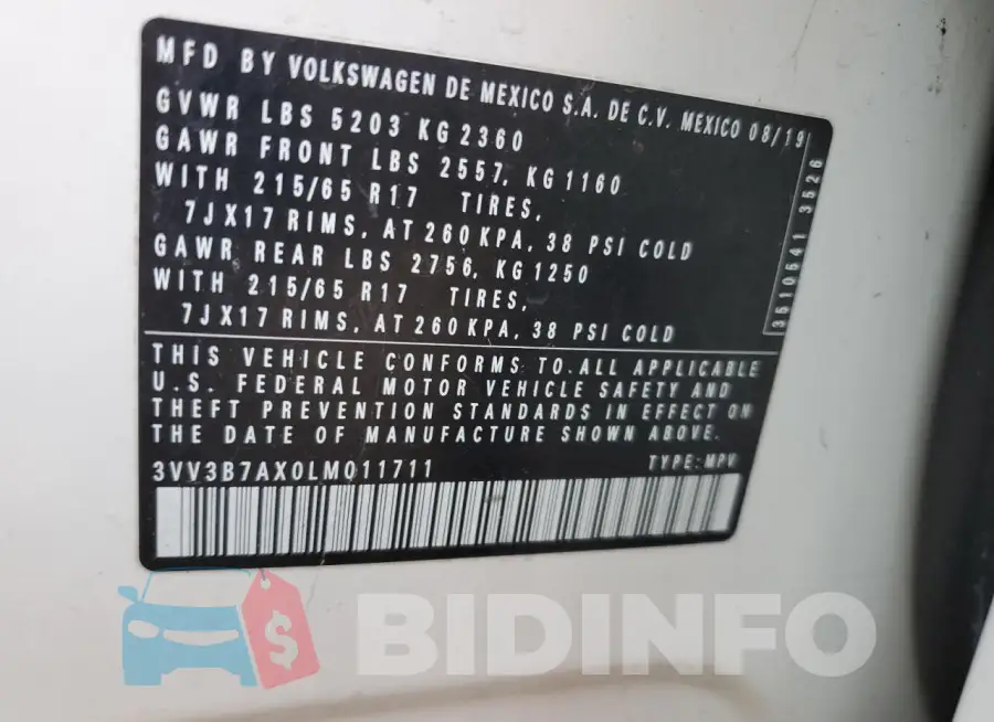 3VV3B7AX0LM011711 Photo# 13