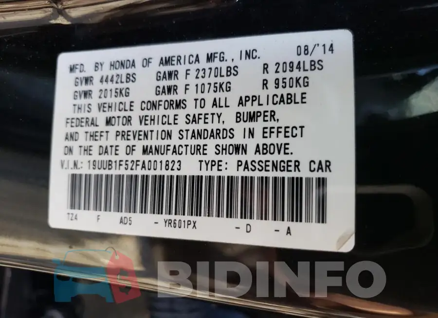 19UUB1F52FA001823 Photo# 13