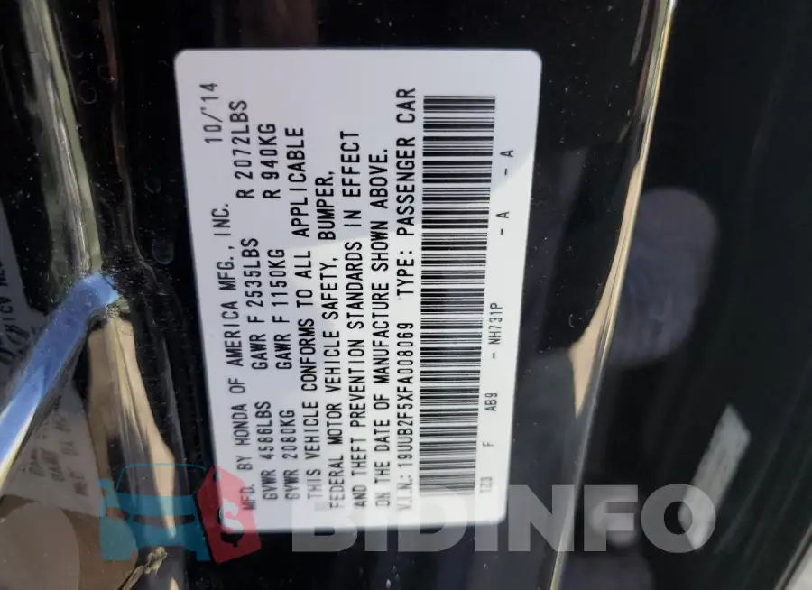 19UUB2F5XFA008069 Photo# 12