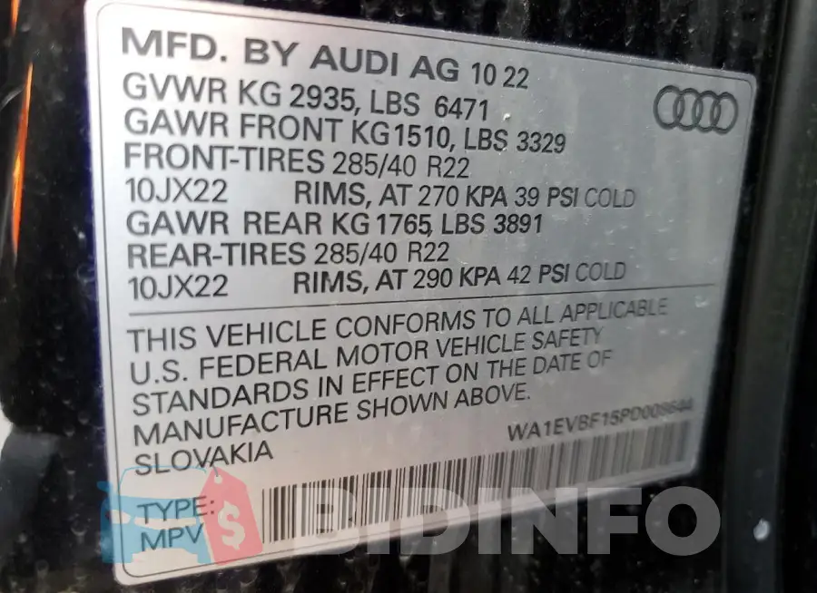 WA1EVBF15PD008644 Photo# 14