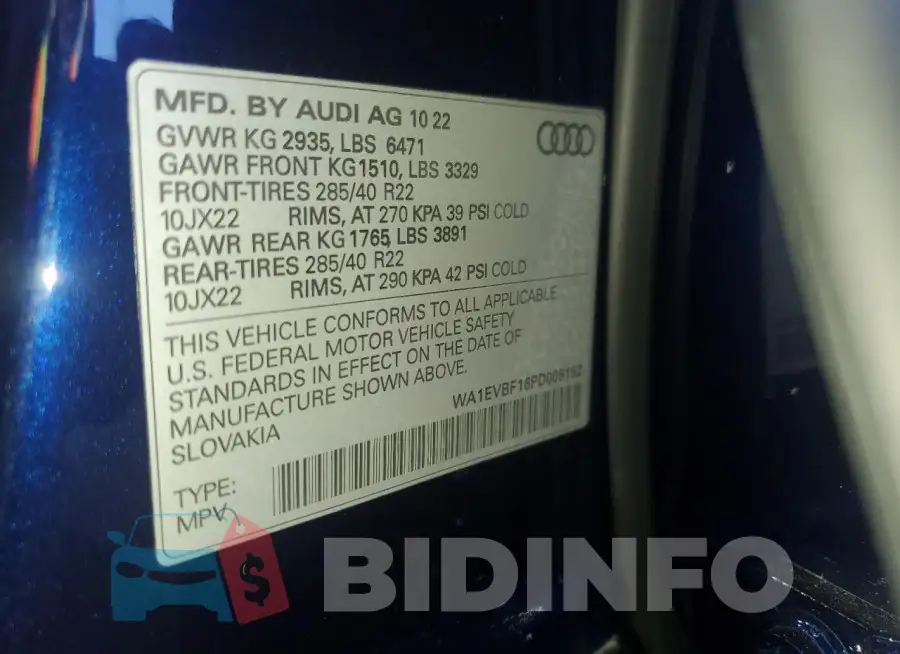 WA1EVBF16PD008152 Photo# 12