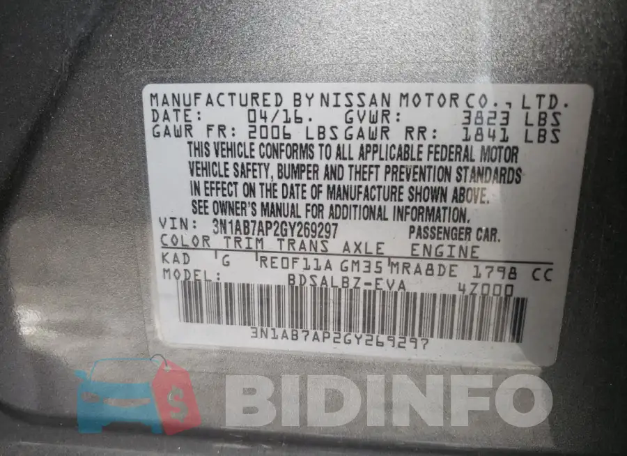 3N1AB7AP2GY269297 Photo# 13