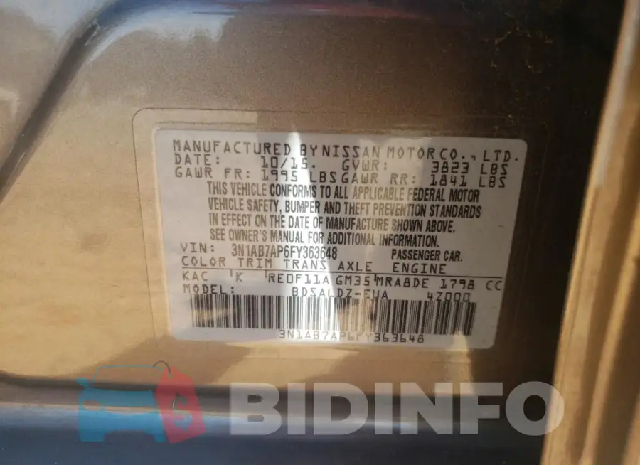 3N1AB7AP6FY363648 Photo# 12