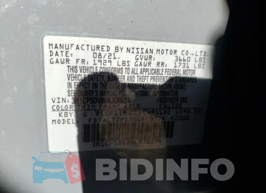 3N1CP5DV8ML530224 Photo# 12