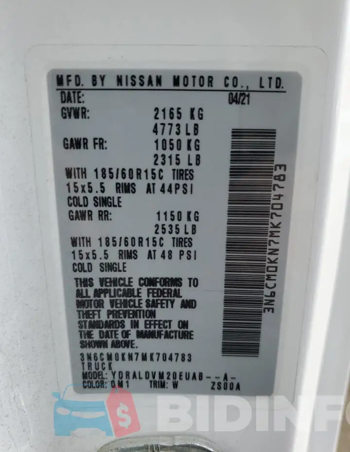 3N6CM0KN7MK704783 Photo# 13