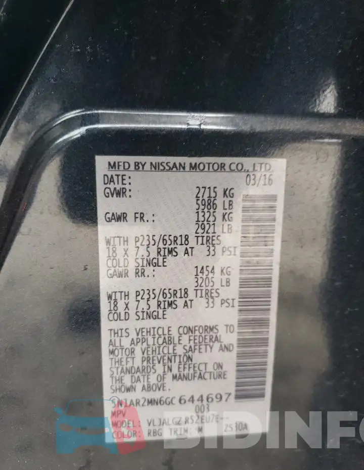 5N1AR2MN6GC644697 Photo# 13