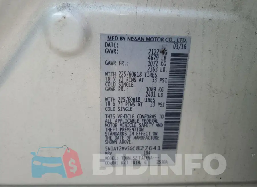5N1AT2MV5GC827641 Photo# 14