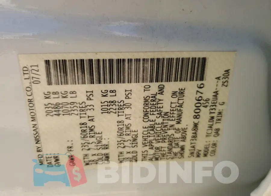 5N1AT3BA8MC800676 Photo# 12