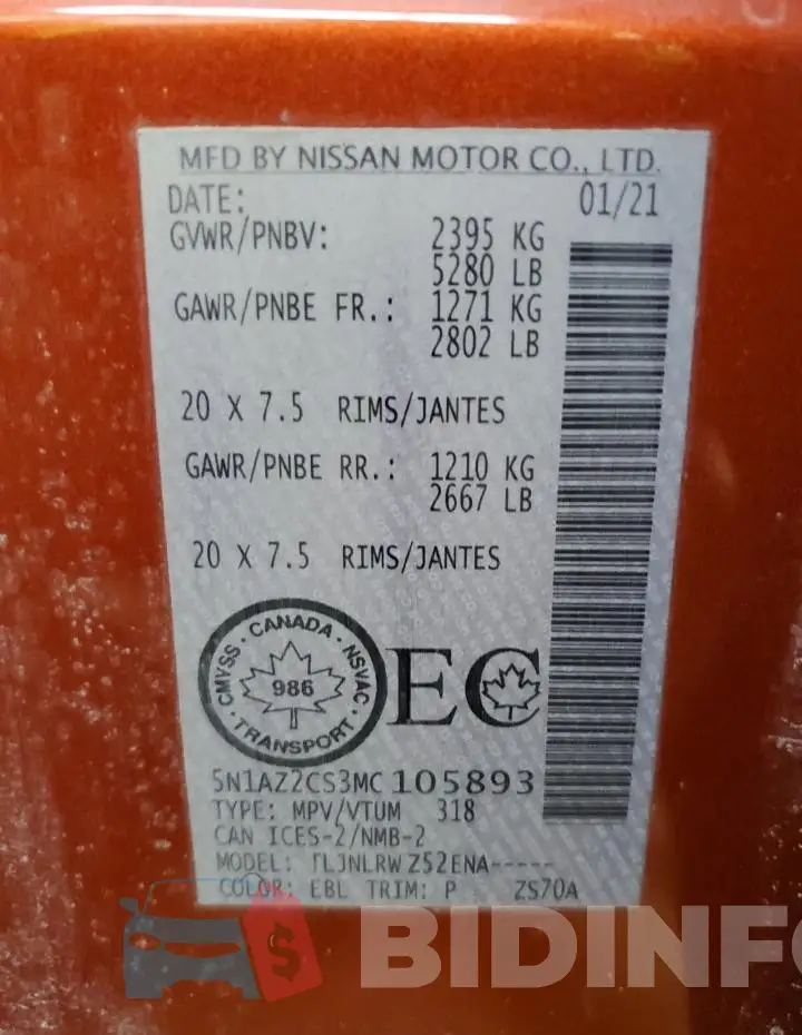 5N1AZ2CS3MC105893 Photo# 14