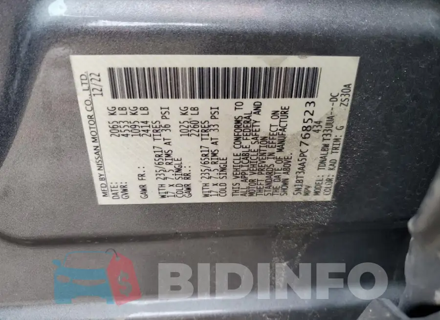 5N1BT3AA5PC768523 Photo# 12
