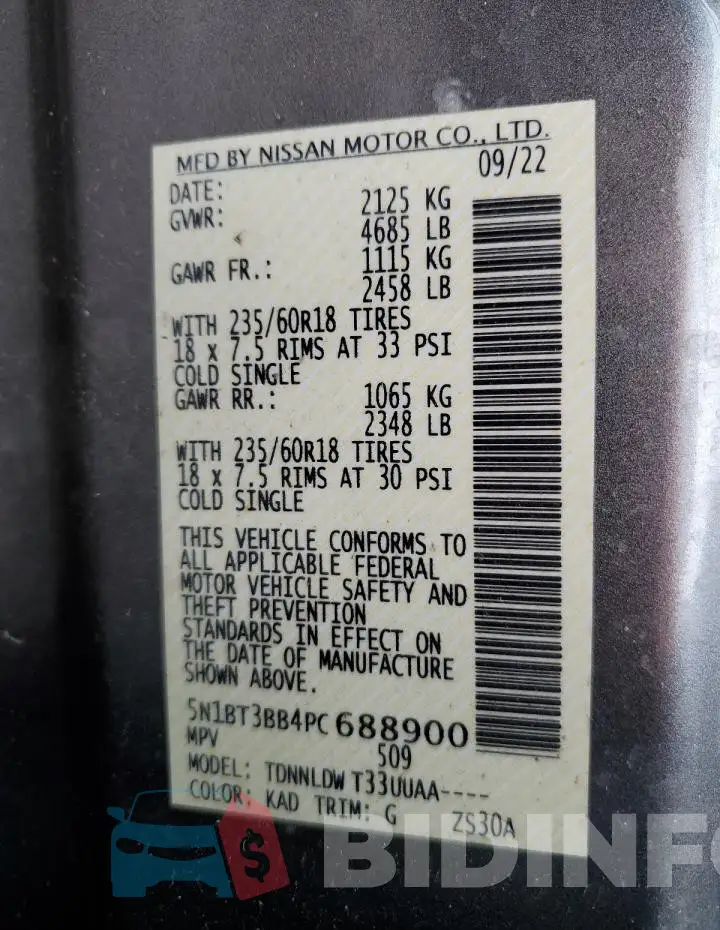 5N1BT3BB4PC688900 Photo# 12