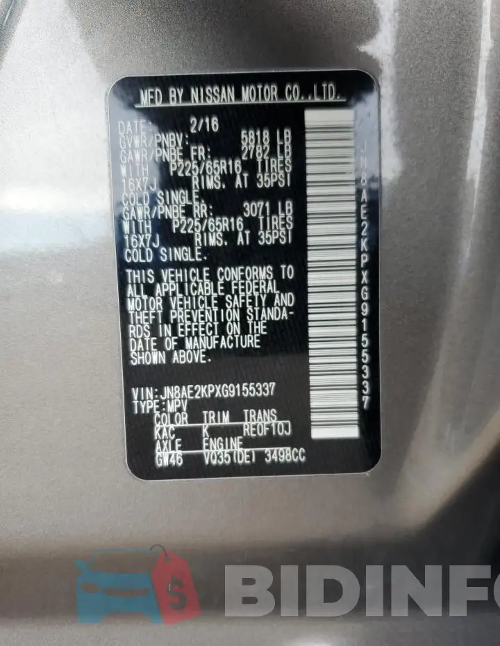 JN8AE2KPXG9155337 Photo# 13