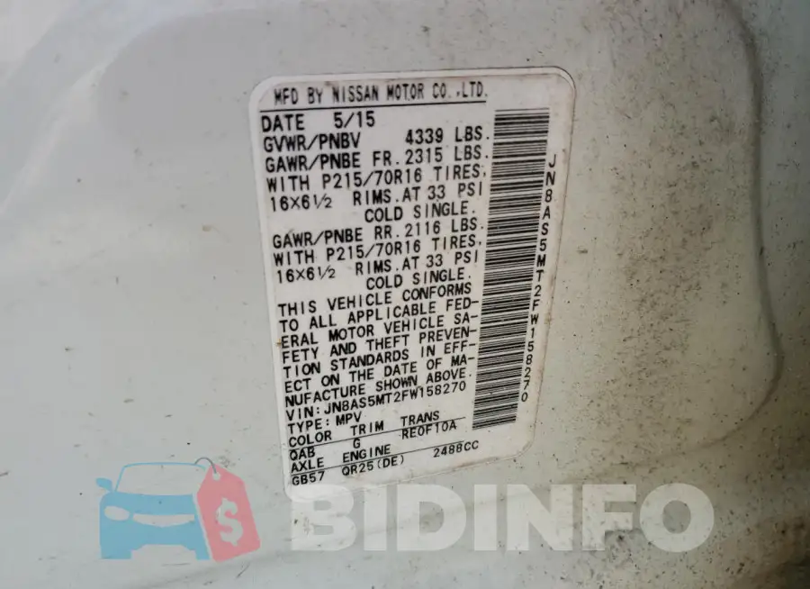 JN8AS5MT2FW158270 Photo# 13