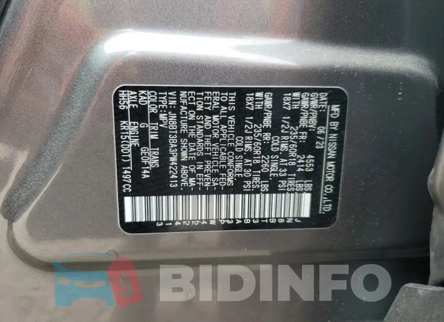 JN8BT3BA3PW422413 Photo# 12