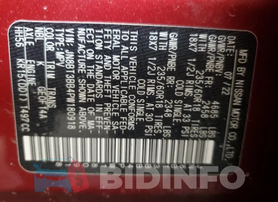JN8BT3BB4PW180918 Photo# 14