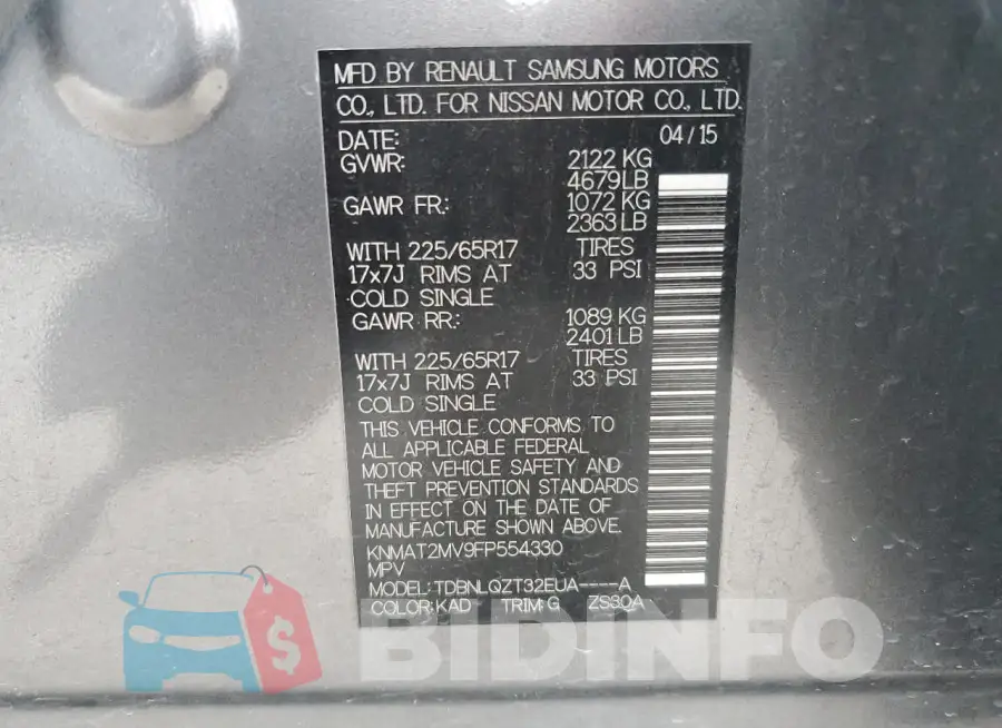 KNMAT2MV9FP554330 Photo# 12