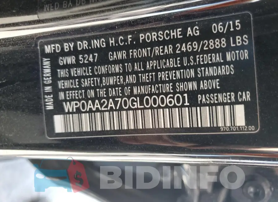 WP0AA2A70GL000601 Photo# 12